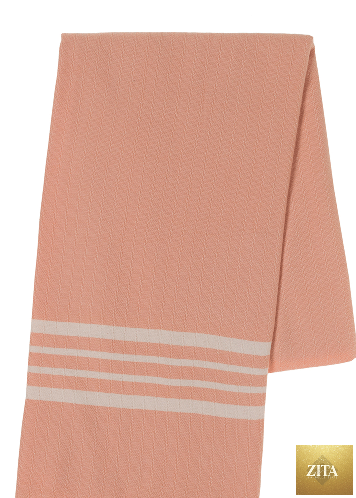 Turkish towel without fringe from Zita La Belle Elite, in a vibrant melon color, showcasing its soft weave and lightweight design.
