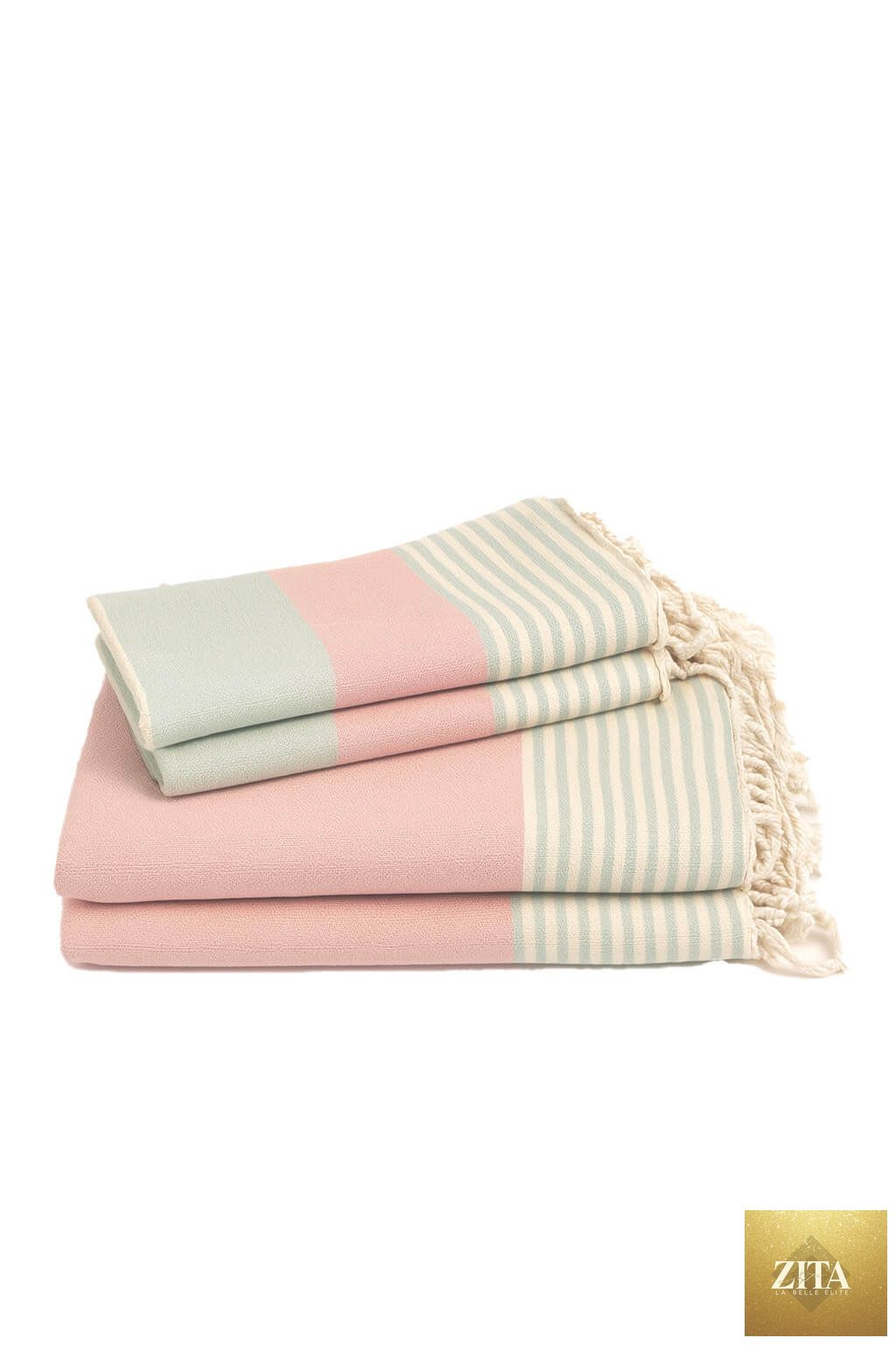 Multi color Turkish towel bundle featuring mint, rose pink, and other vibrant shades from Zita La Belle Elite.