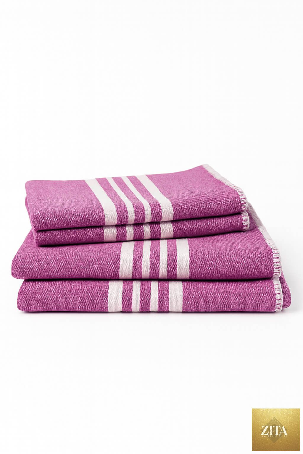 Purple Turkish towel bundle from Zita La Belle Elite, soft farm house Turkish towels without fringe, ideal for beach or home use.