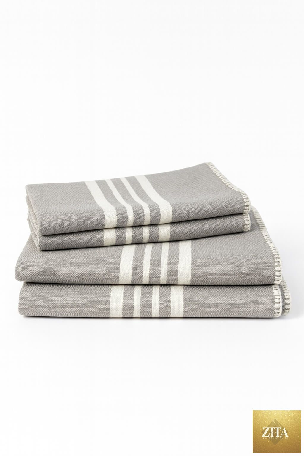 Light grey Turkish towel from Zita La Belle Elite, soft and absorbent Farm House Turkish Towel bundle with no fringe.