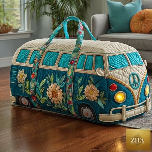 Social Buzz eSIMs quilted travel tote bag with embroidery, multifunctional sports and fitness bag, compact and stylish for travel and workouts.