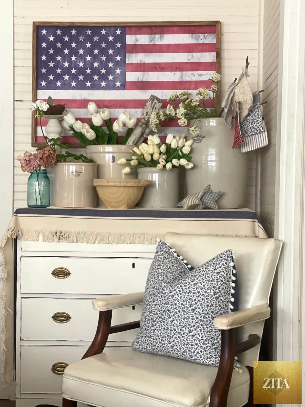 American flag framed art by 12timbers, featuring a patriotic design with a wooden frame and vibrant colors.