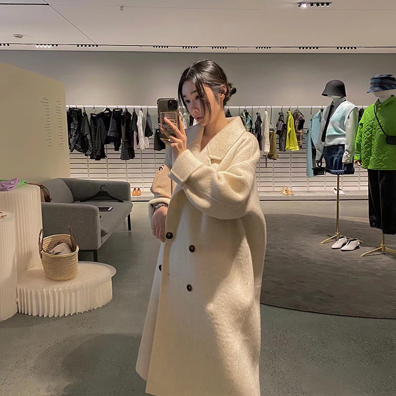 Small High-grade Woolen Coat For Women Pink Lucky