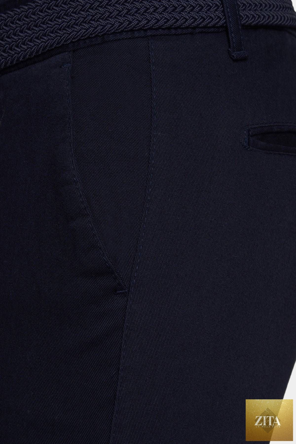 Bright Moons Timeless Chino in navy, men's casual pants with a classic fit, front pockets, and belt loops, displayed on a neutral background.