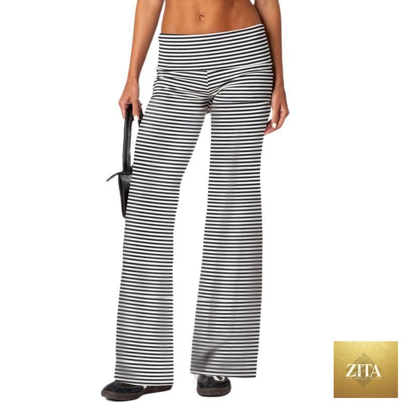 Women’s loose-fit foldable casual pants from My Store, suitable for spring and summer, shown in a relaxed fit on model.