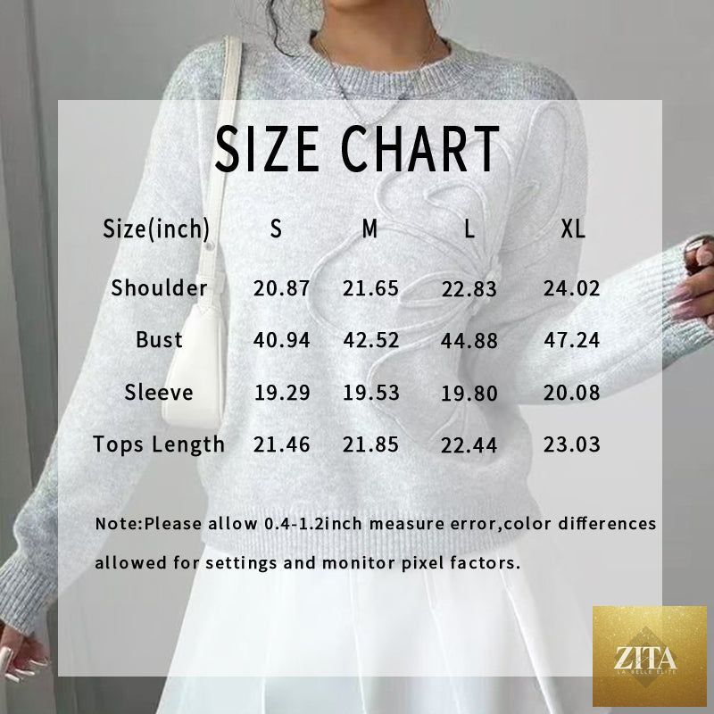 Women's floral sweater by Zita La Belle Elite, casual crew neck long sleeve pullover with elegant floral pattern.