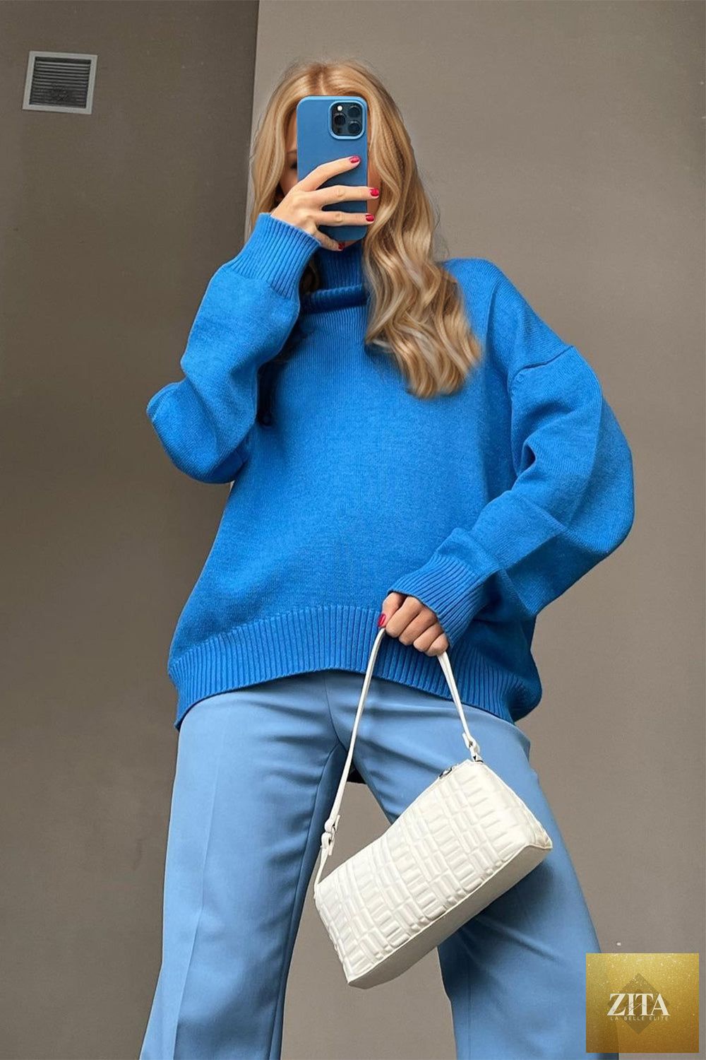 ShopBasicbae Basic Bae turtleneck sweater with dropped shoulders, long sleeves, and a cozy fit, shown in a neutral color.