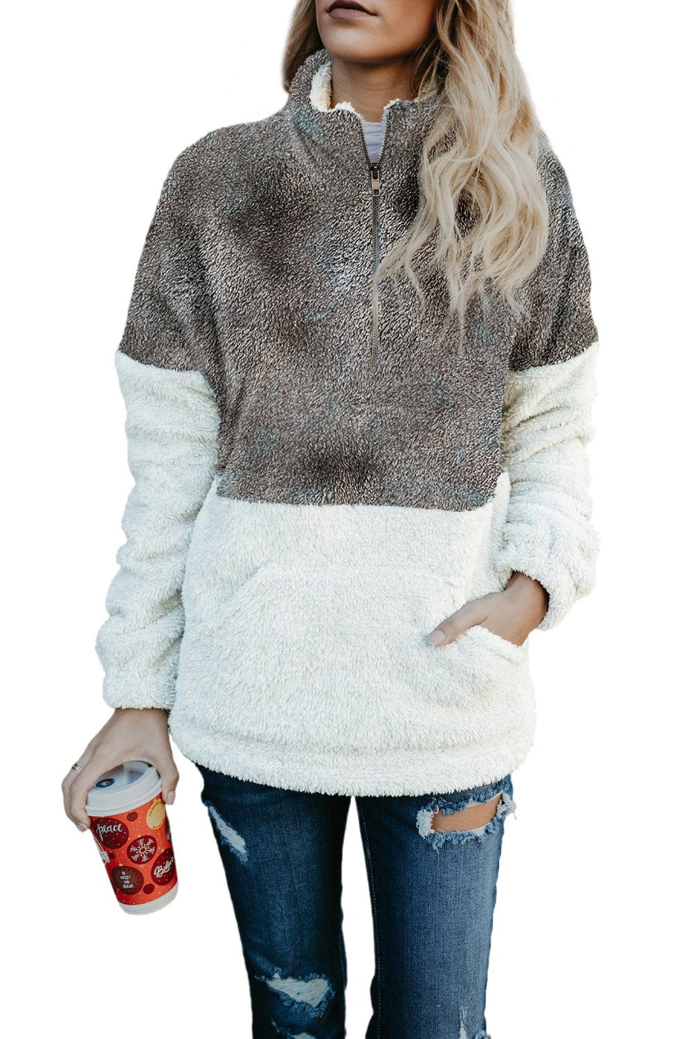 Tie-dye Oversize Fluffy Fleece Pullover Sweatshirt Jade