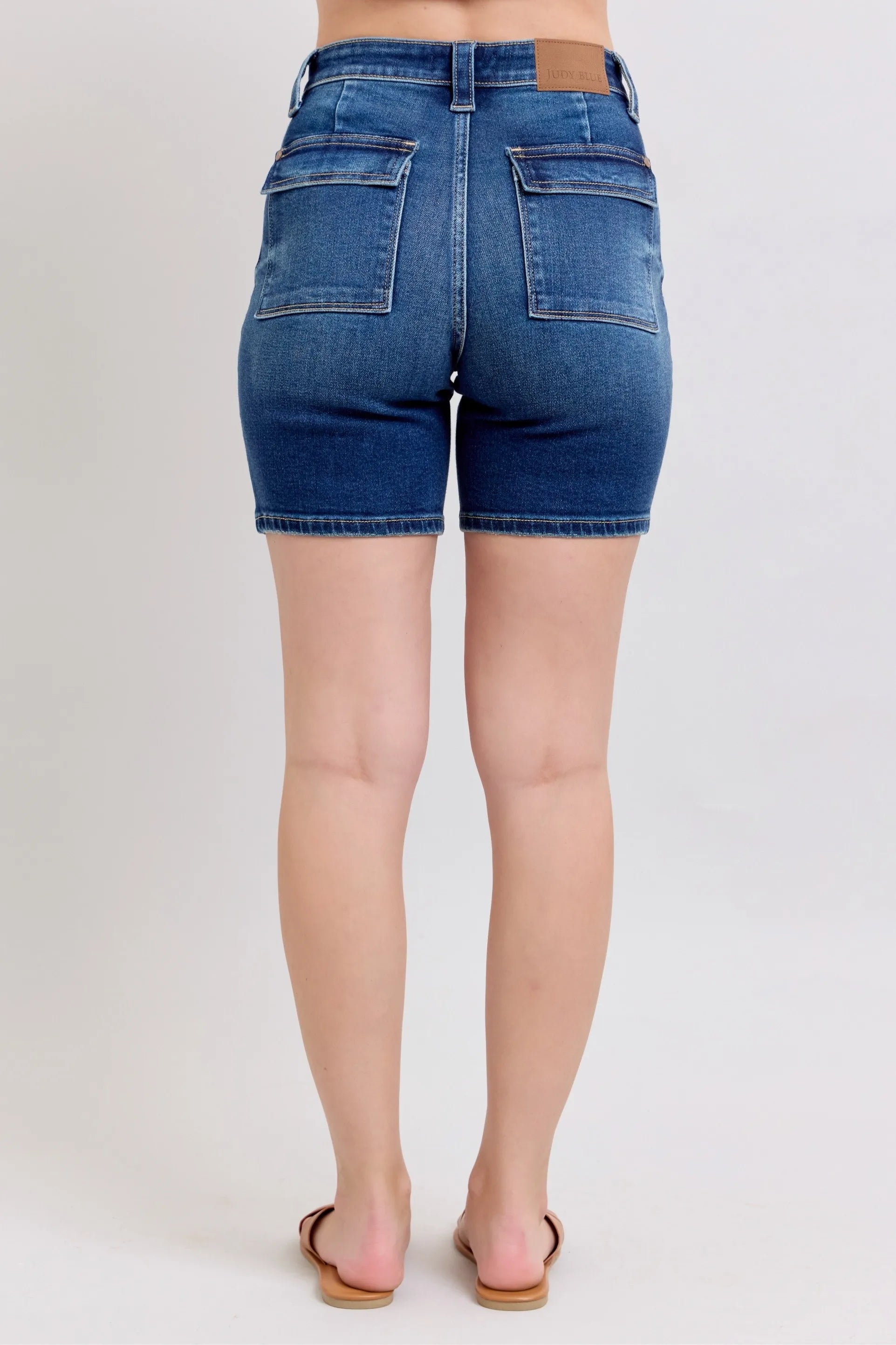 Judy Blue Full Size High Waist Bermudas Jeans W/ Back Flap Pockets Plus Size