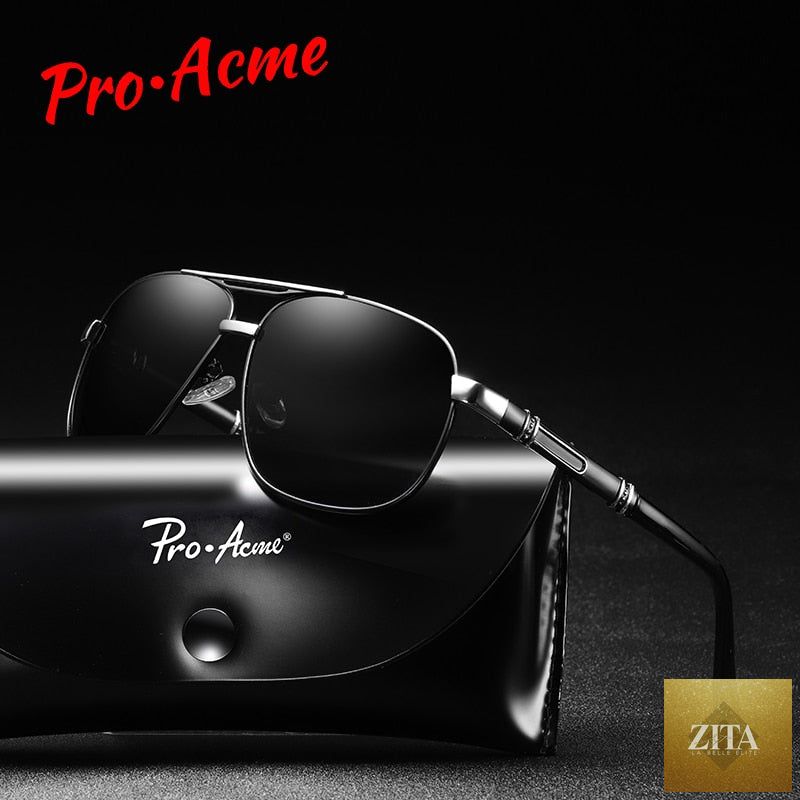 Black polarized driving sunglasses for men by FitiqueFit, stylish designer eyewear with UV protection and sleek frame design.
