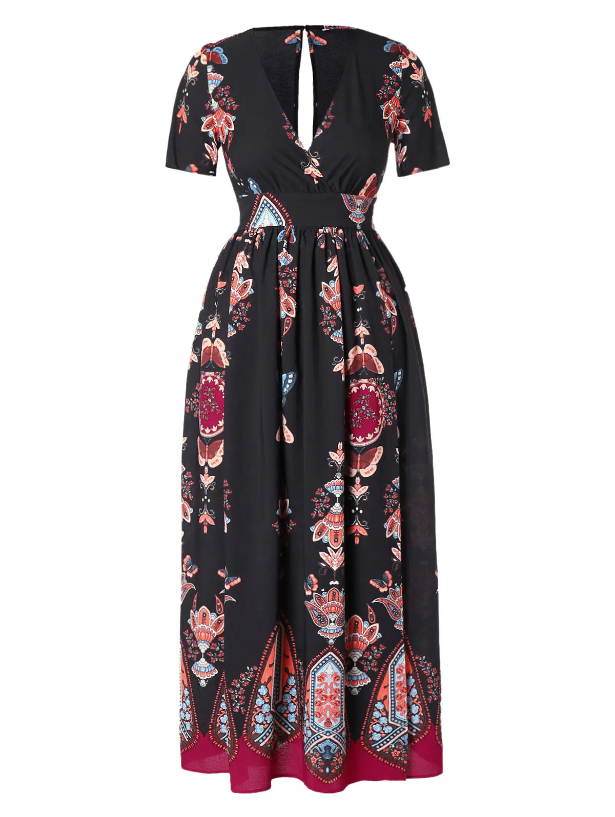 Plus size women's V-neck dress with an elegant, stylish design showcasing a flattering fit and comfortable fabric.