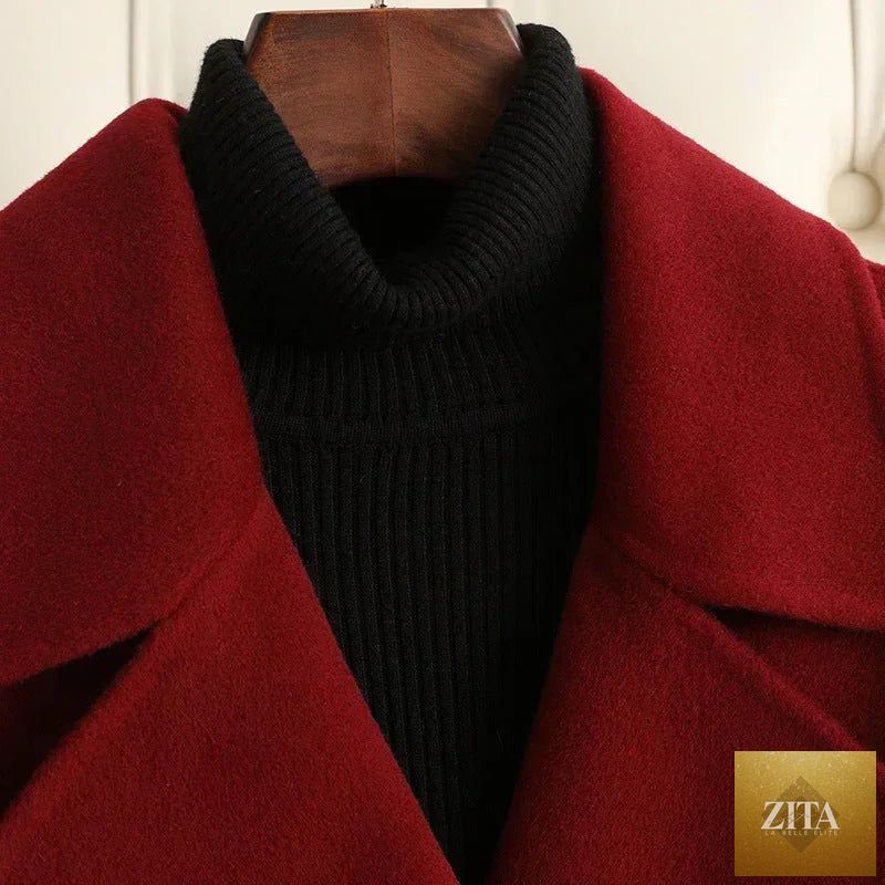Korean wool coat for women by Zita La Belle Elite, elegant autumn and winter jacket with stylish design and warm fabric.