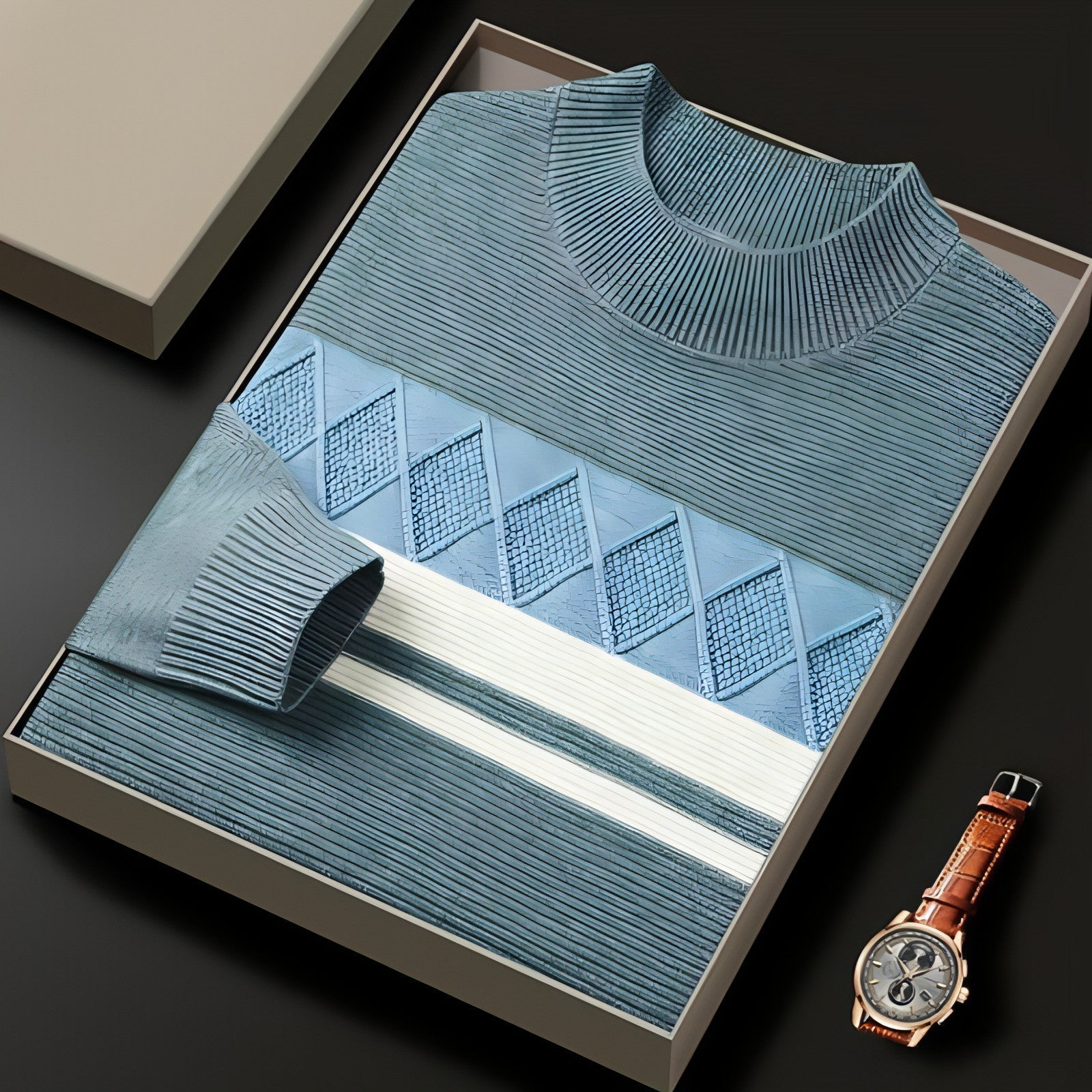 Winter Men's Round Neck Warm Sweater Carmine Juneberry