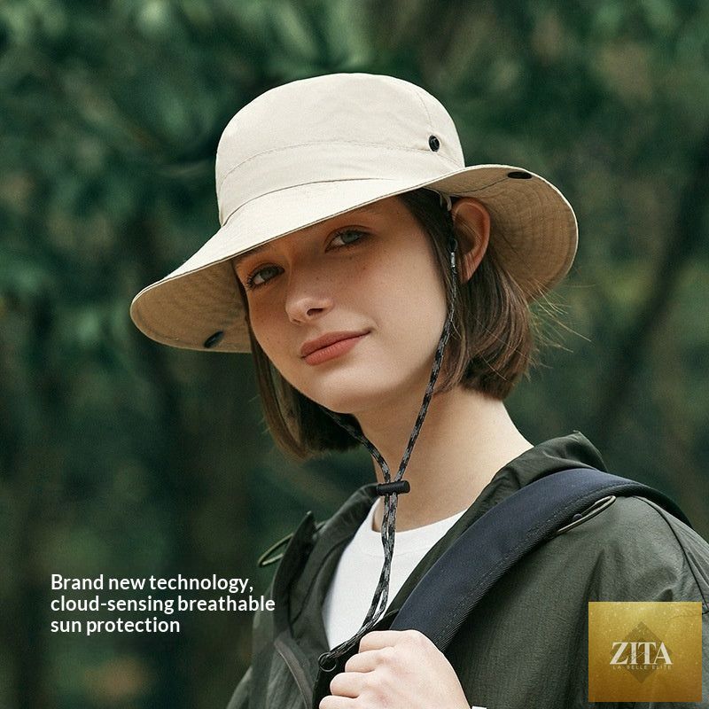 Wide-brim UV protection nylon sun hat by Zita La Belle Elite, breathable outdoor hat for women and men, shown on a neutral background.