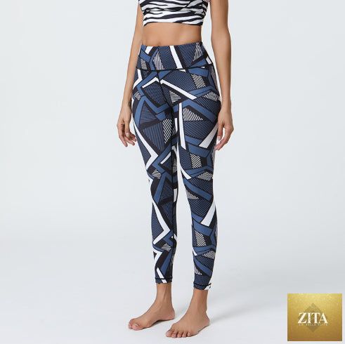 Women's high-waisted stretchy printed yoga fitness pants, comfortable and stylish activewear for exercise and casual wear.