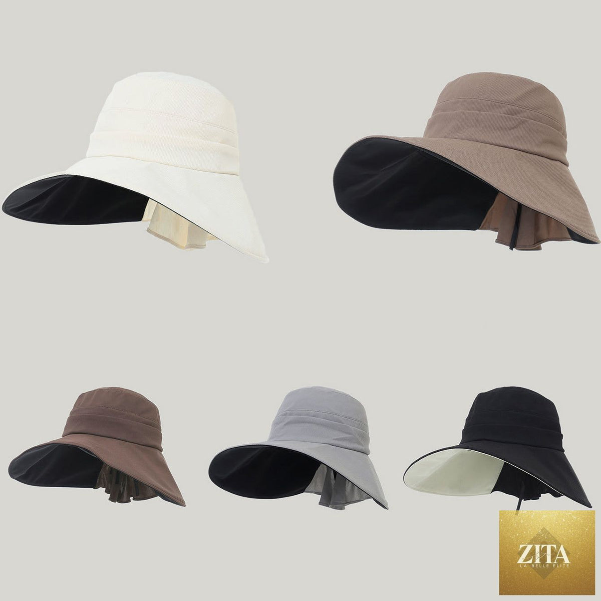 Women's wide-brim striped sun hat by Zita La Belle Elite, lightweight outdoor UV protection, featuring a breathable design.