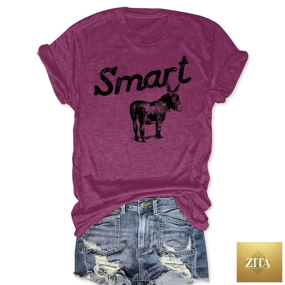 Women's Zita La Belle Elite casual summer T-shirt with round neck and short sleeves, perfect for everyday wear.