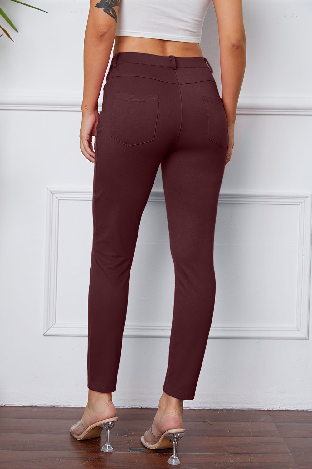StretchyStitch Pants By Basic Bae Pocketed Opaque Stretch For Women All Day Comfort