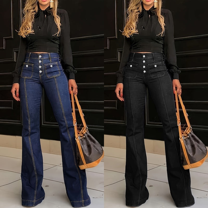 Women's Patchwork Jeans Slim Fit Slimming Stretch Flared Pants See size chart under “more details”