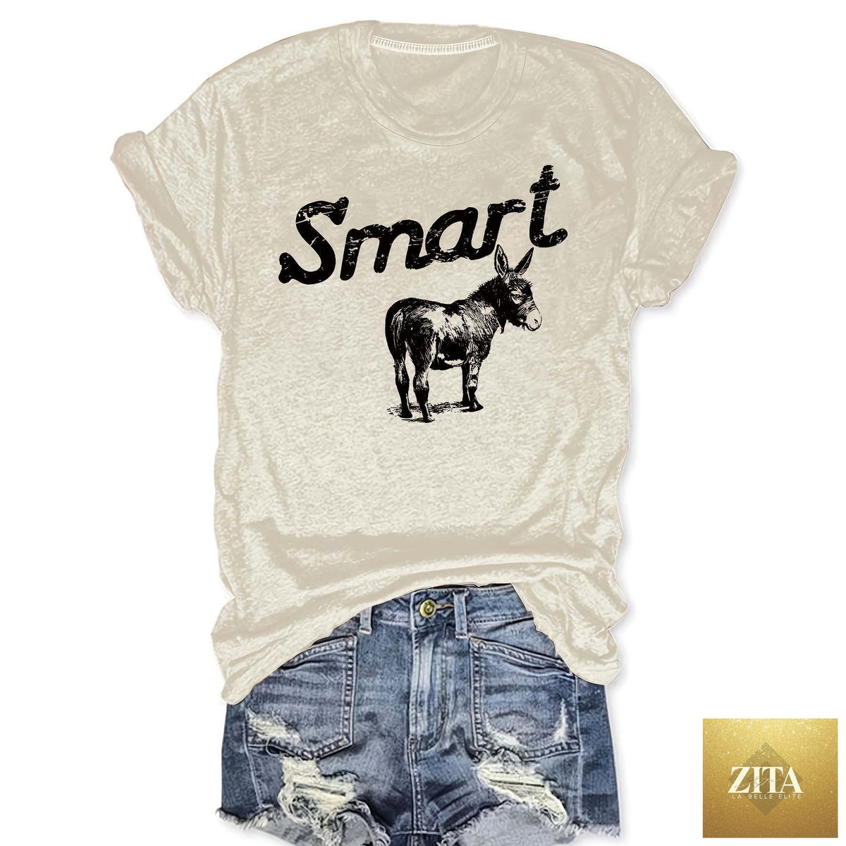 Women's Zita La Belle Elite casual short sleeve round neck T-shirt, lightweight summer top, shown in a relaxed fit.