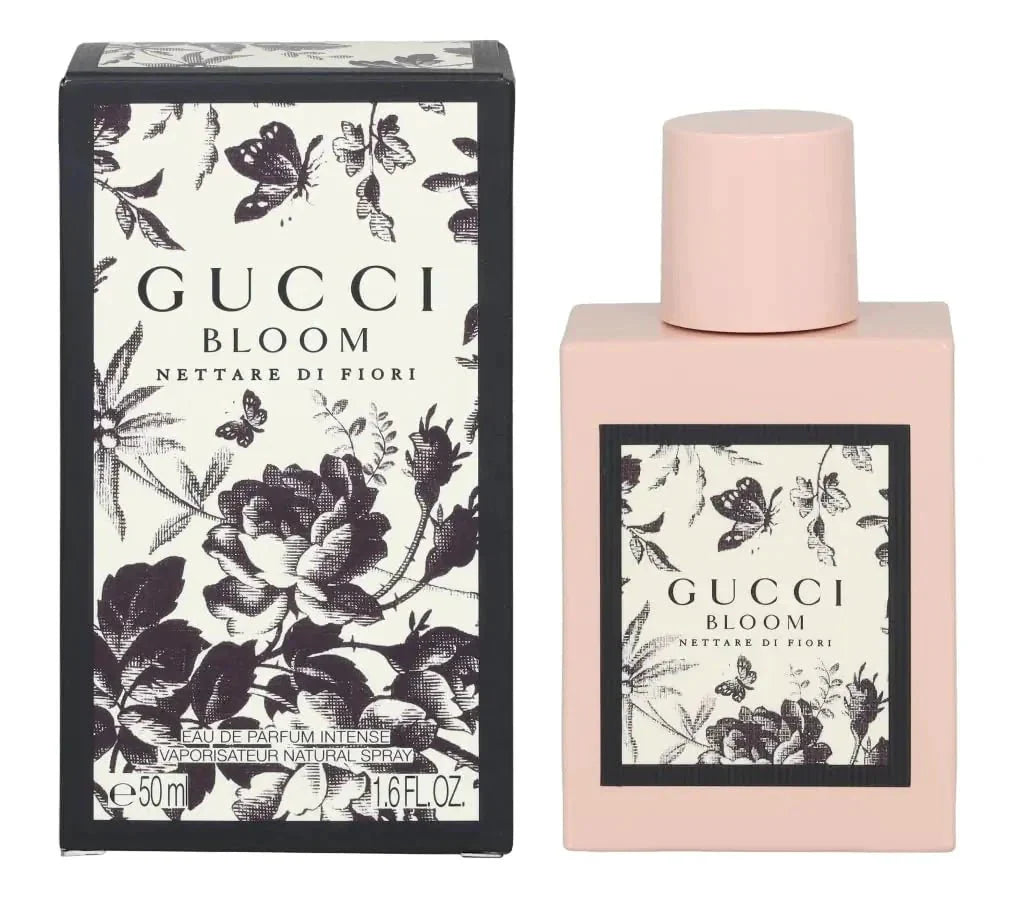 Gucci Bloom Nettare Women's Intense Eau de Parfum 1.7 oz bottle with floral design and elegant packaging.