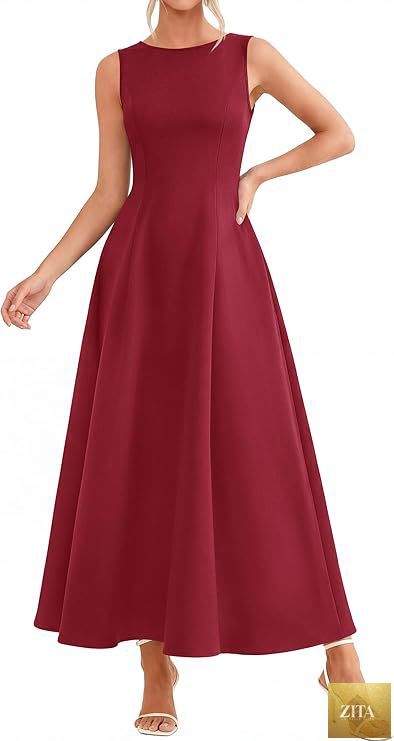 Women's slim-fit long vest dress by Zita La Belle Elite, sleeveless A-line high-waist casualwear displayed on a model.