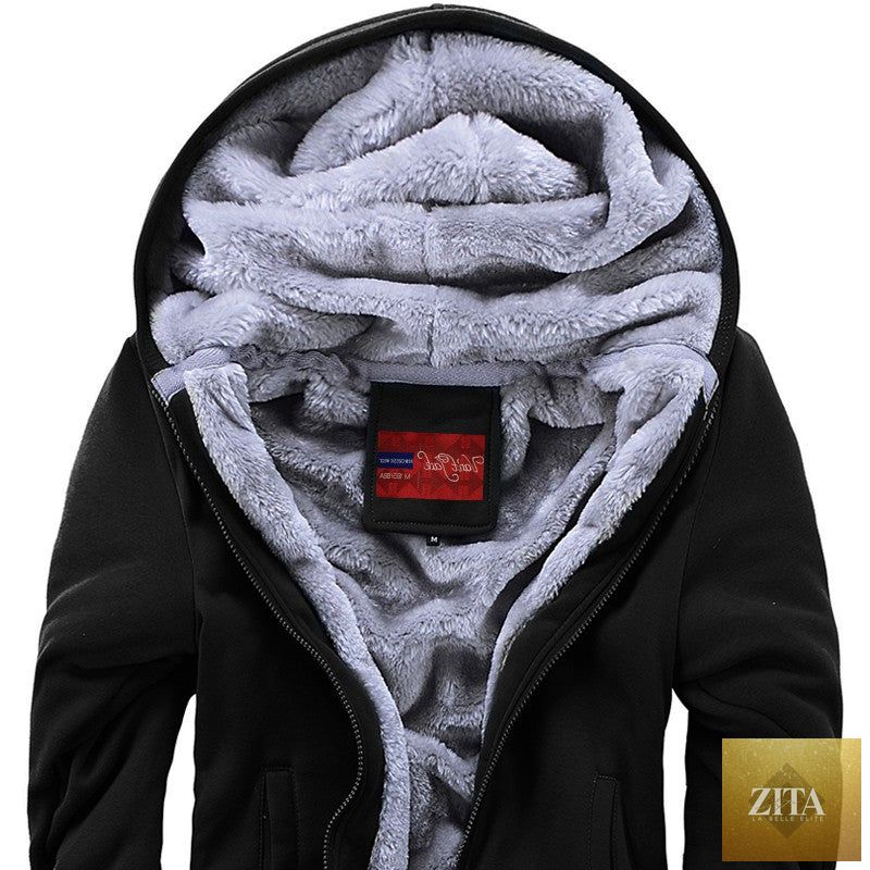 Men's FLIPSTYLEZLLC plus fleece sweater with hood, casual sport fleece jacket, featuring a cozy hood and relaxed fit.