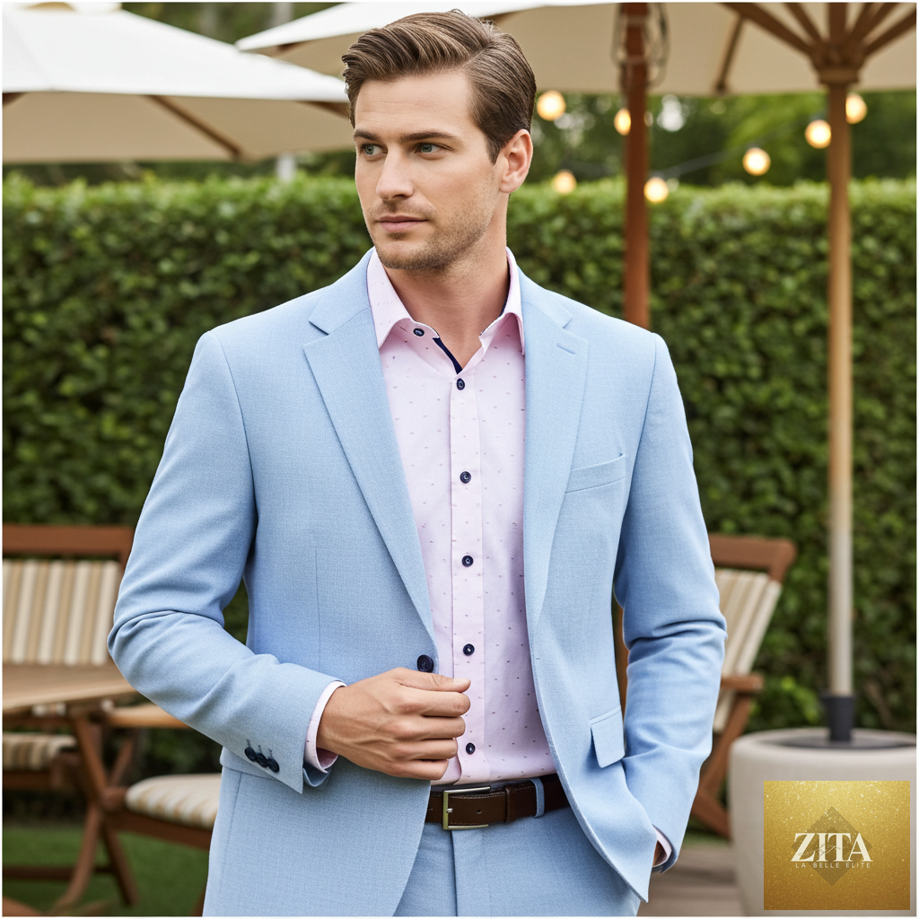 Pink LEVINAS® George button-up shirt with contrast details, featuring a contemporary fit, short sleeves, and classic collar.