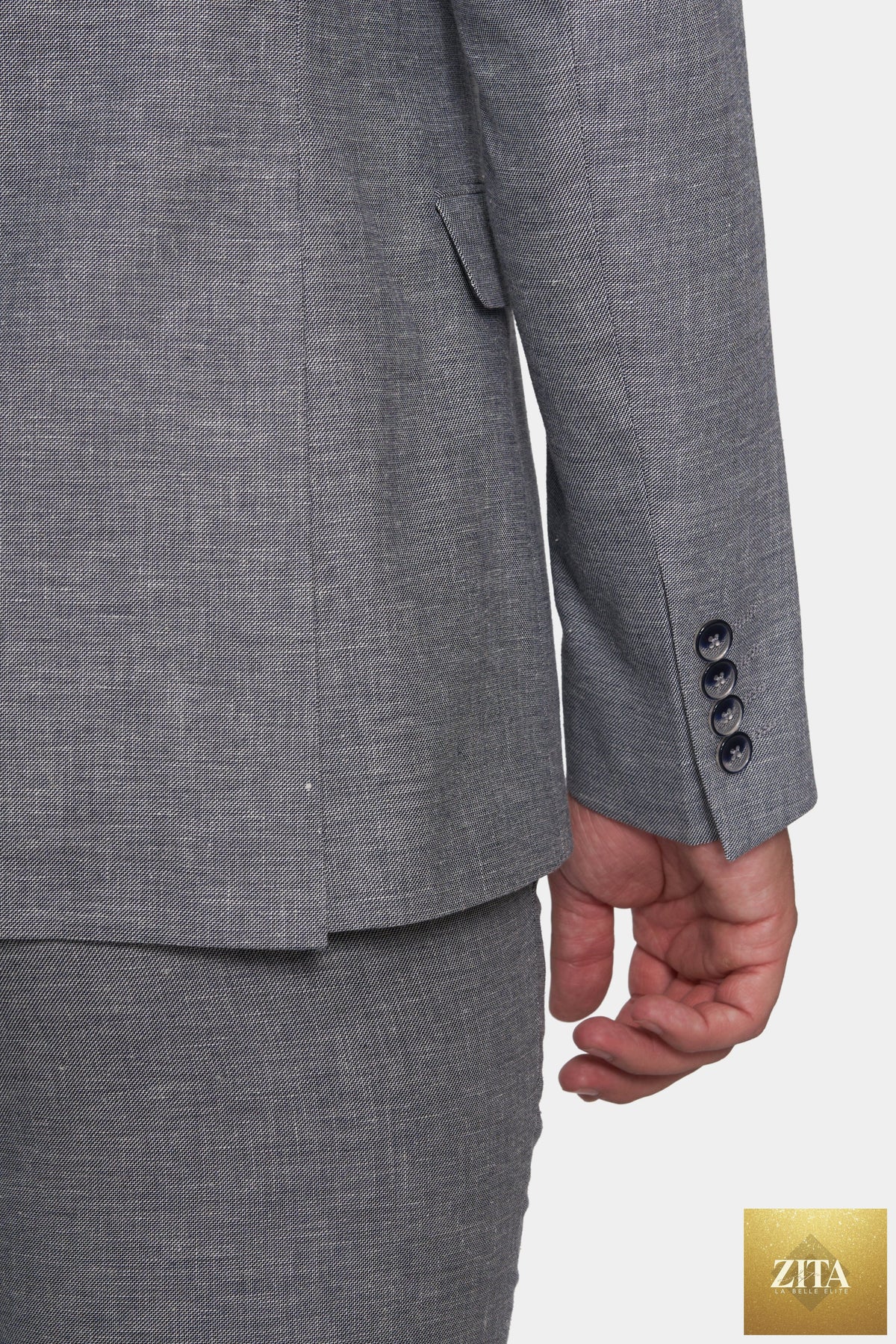 Bright Moons bespoke suit in Heather Gray, tailored men's suit with a classic fit and elegant lapel details.