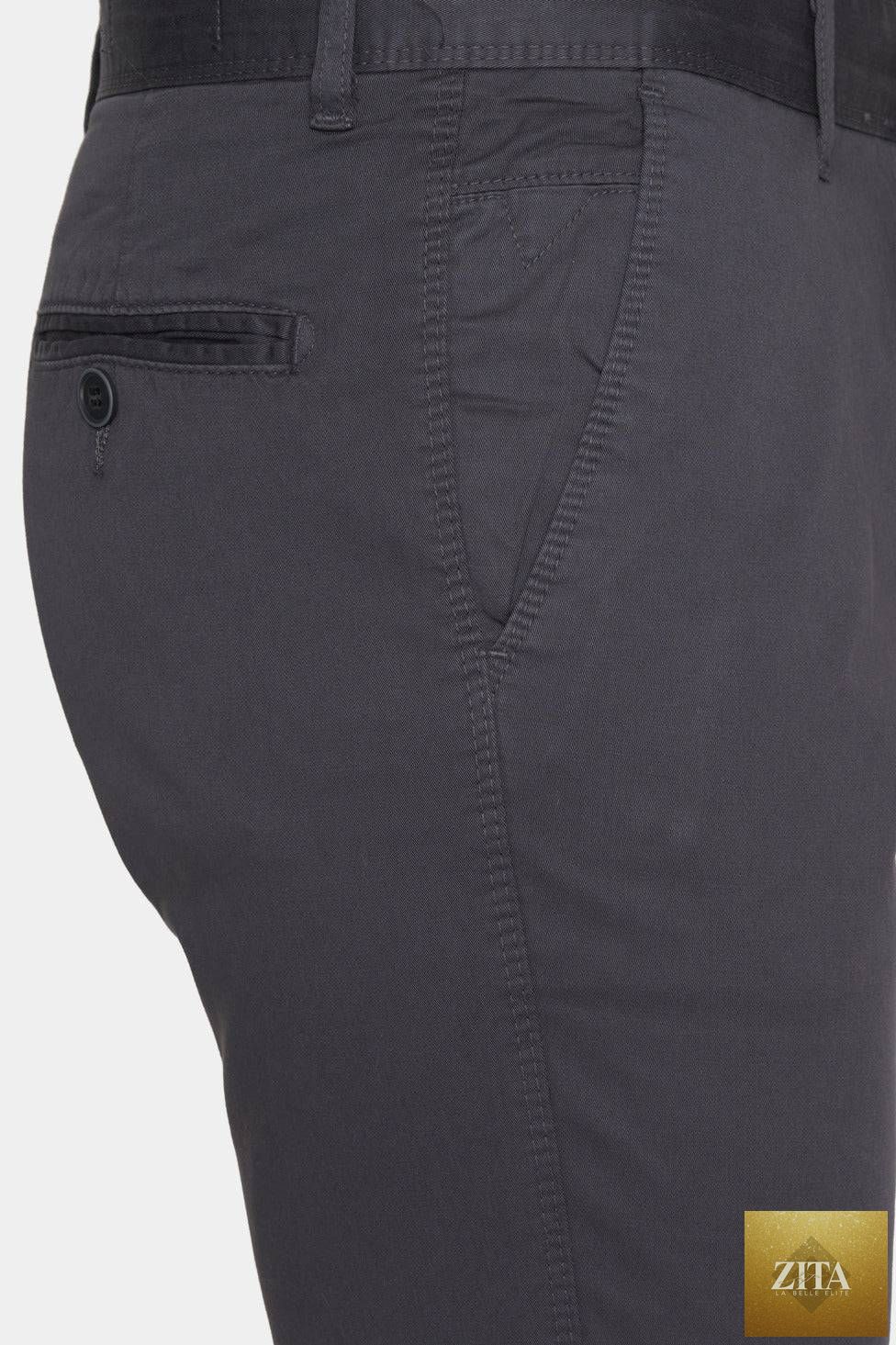 Dark charcoal Bright Moons Timeless Chino pants displayed, showcasing a classic fit and clean design.