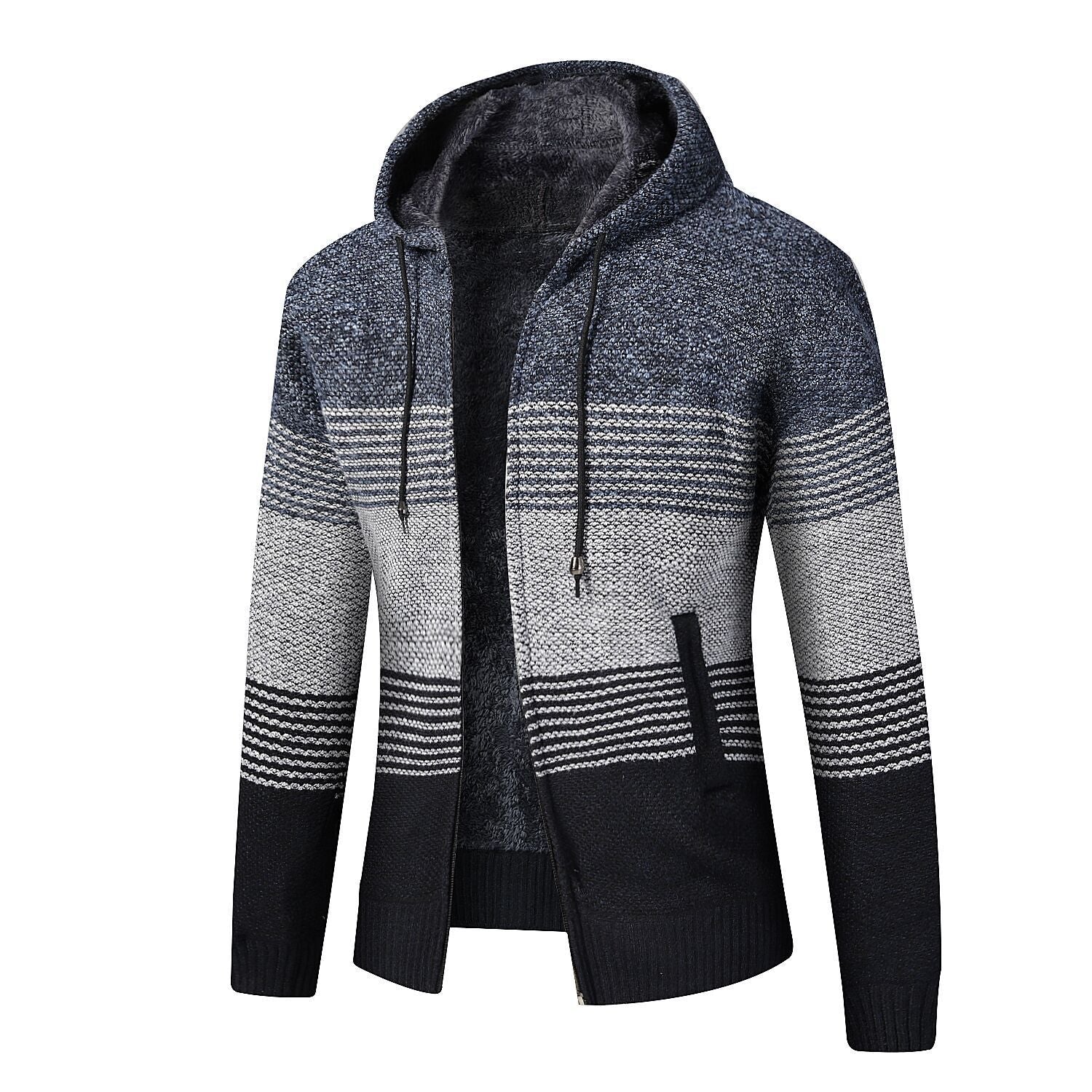 Men's autumn winter hooded sweater cardigan from FLIPSTYLEZLLC, featuring a cozy knit design and front pockets.