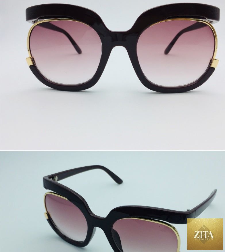 Cat eye half-frame UV400 sunglasses for women by FitiqueFit, showcasing stylish fashion eyewear with dark lenses and trendy design.