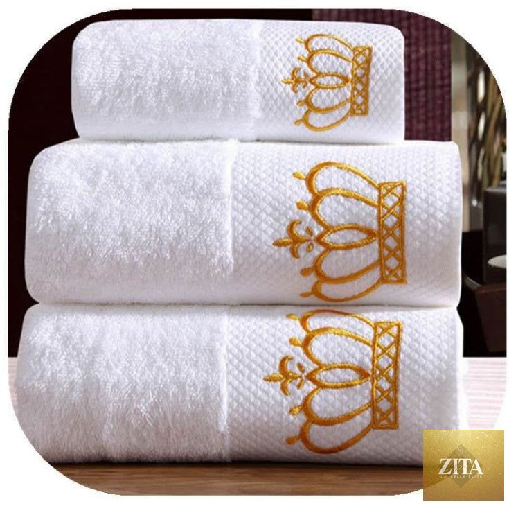 Large cotton beach towel with custom embroidery, perfect for boutique hotels and saunas, featuring a soft, absorbent design from My Store.