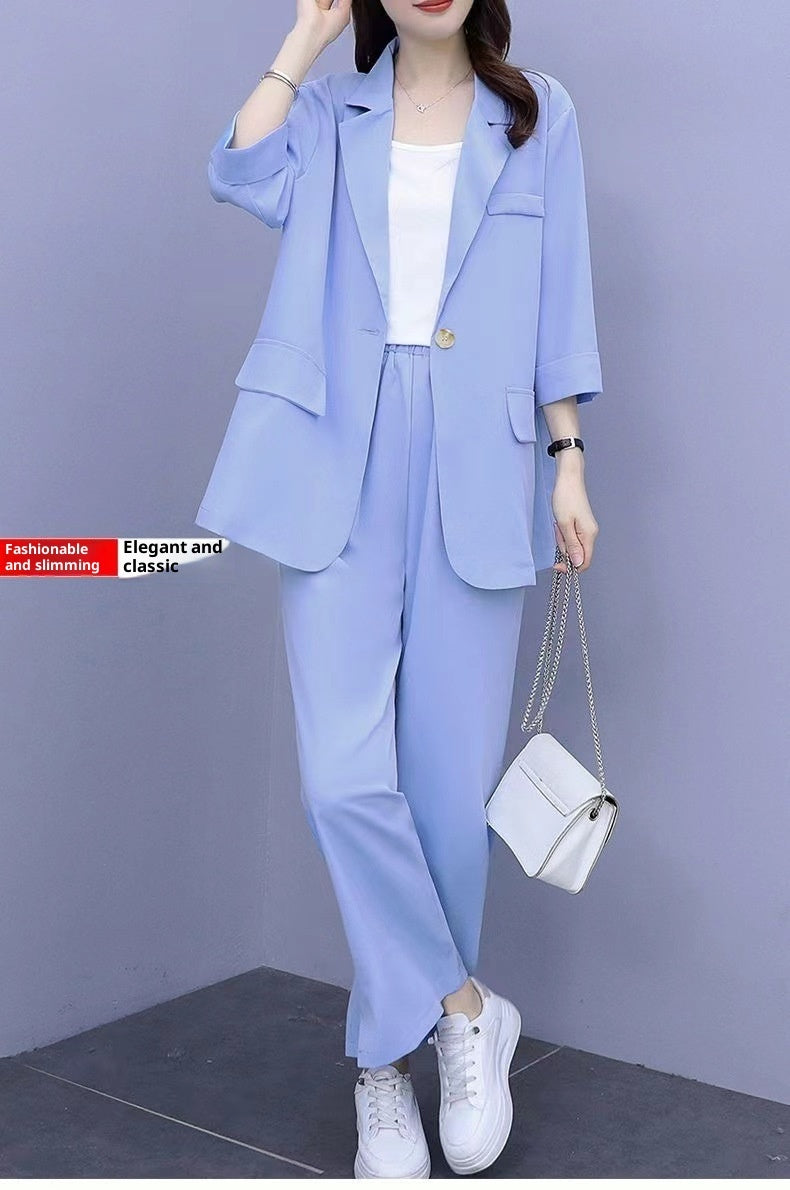 FitiqueFit long sleeve suit jacket and pants two-piece casualwear set in three colors, available in sizes M to 6XL.