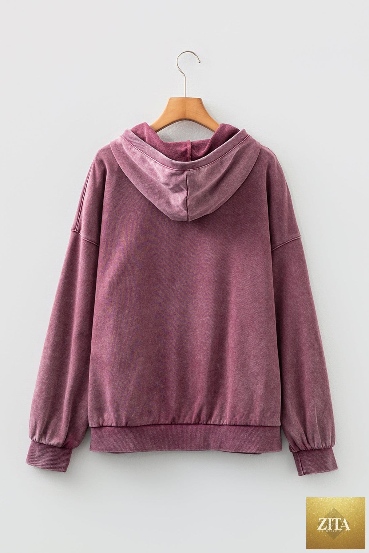 Black half-zip kangaroo pocket mineral wash hoodie from Wild and Free Boutique, relaxed fit with baggy style and casual design.