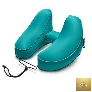 Travel neck pillow by Social Buzz eSIMs, contoured for comfort and support during journeys, shown in a cozy travel setting.