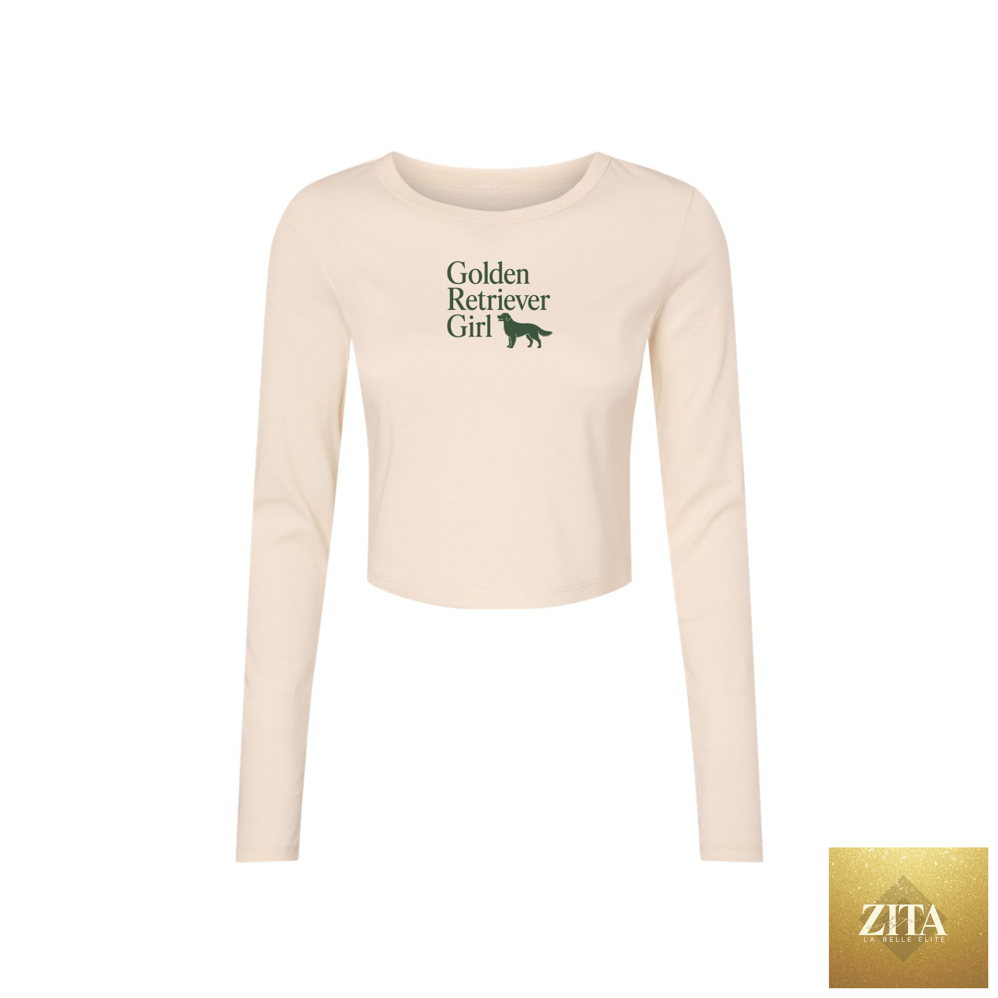 Golden Retriever Girl Fitted Long Sleeve Crop Tee