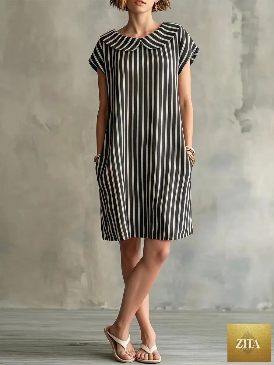 Women's striped high-waist sleeveless bodycon midi dress by Zita La Belle Elite, casualwear, styled for a fitted, fashionable look.