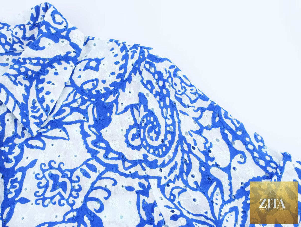Women’s summer office embroidery dress by Ragazza with belt, lightweight fabric, and floral embroidery details.