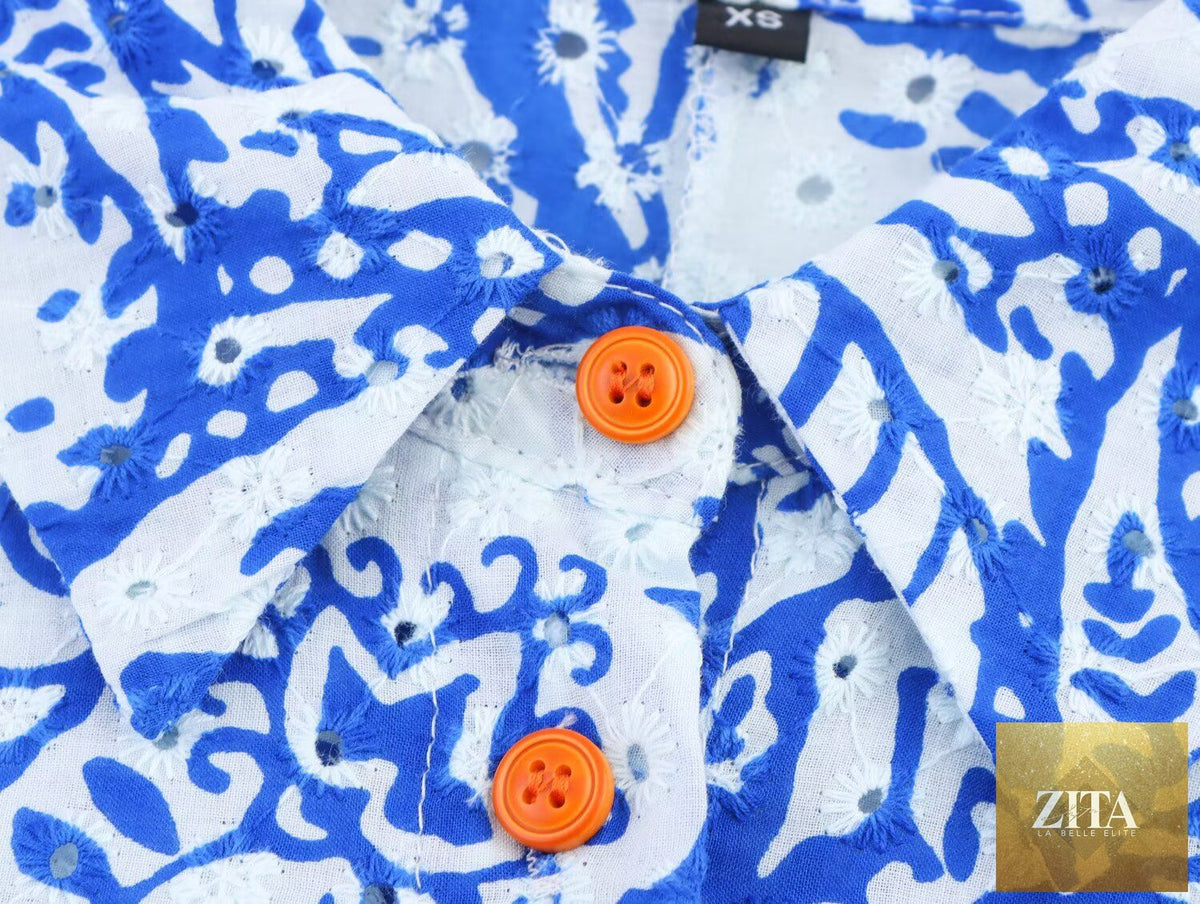 Women’s summer office embroidery dress with belt by Ragazza, featuring stylish design and lightweight fabric for warm weather.