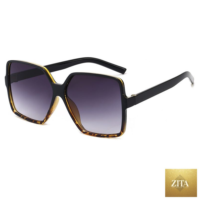 Vintage big frame sunglasses by FitiqueFit with UV400 protection, stylish fashion shades with oversized square lenses.