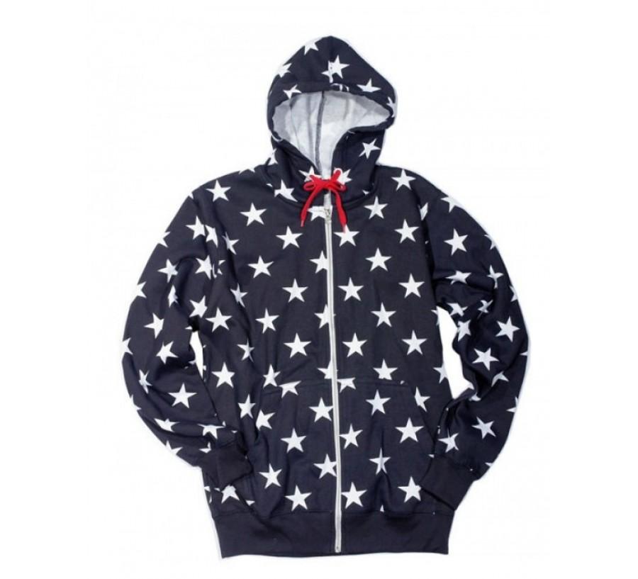 American Flag Stars Printed Men's US Flag Zip Up Hoody - 155026