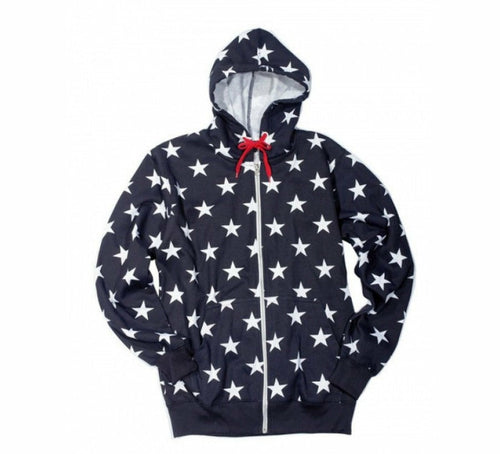 American Flag Stars Printed Men's US Flag Zip Up Hoody - 155026