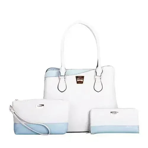 Femstylo LANY Colorblock bag set including a wallet, pouch, and handbag in vibrant colorblock design.