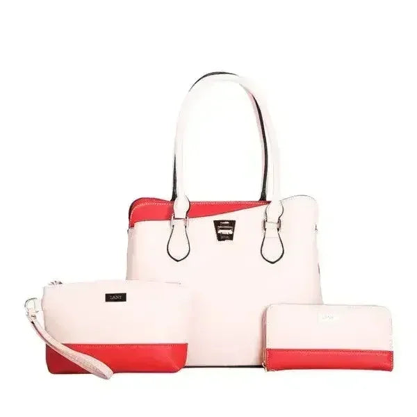 Femstylo LANY Colorblock Bag Set with 3-piece wallet and pouch, showcasing vibrant handbags and matching accessories.