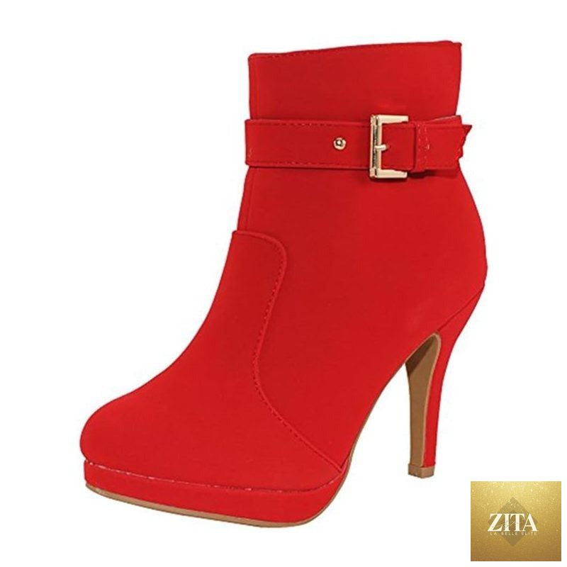 Women Zita La Belle Elite Trend Sup Chic stiletto ankle boots with buckle, stylish footwear featuring a sleek design and high heel.