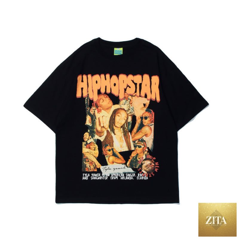Urban Edge printed T-shirt by FitiqueFit, featuring European and American streetwear style with bold graphic design.