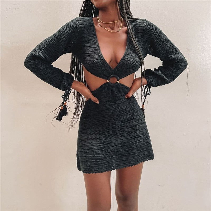 Plus size women's lace cotton dress by Flipstylez LLC, solid design with a flattering fit, shown in a natural pose.