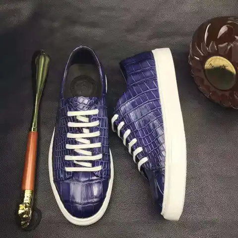 Handmade men's crocodile sneakers from Don John by Victoria Charles, featuring textured crocodile leather and stylish design.