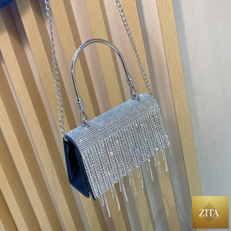 Shomicoboutique women's evening bag with bling diamonds rhinestones, crossbody purse, and elegant clutch for special occasions.
